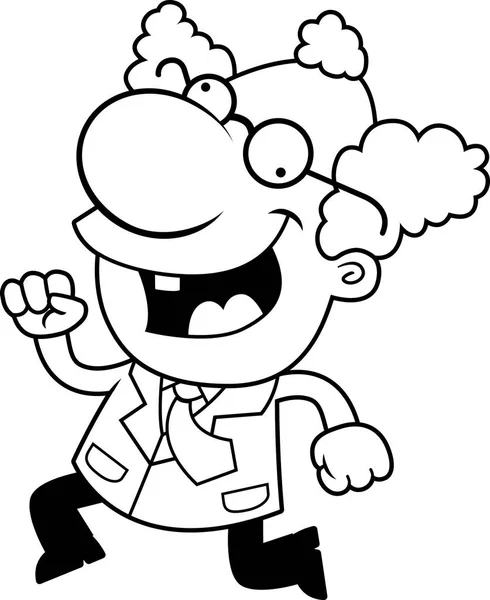 Cartoon Mad Scientist Running — Stockvector