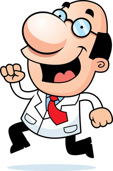 Cartoon Scientist Running – stockvektor