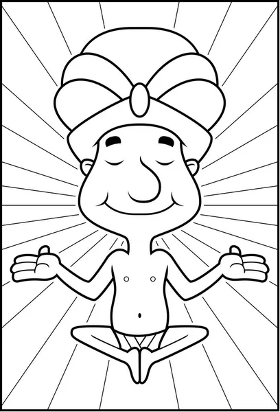 Cartoon Swami Meditating — Stock Vector