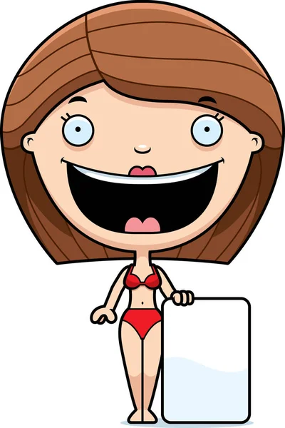 Cartoon Frau Bikini Zeichen — Stockvektor