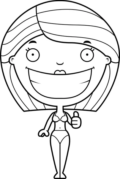 Dessin animé femme bikini pouce levé — Image vectorielle