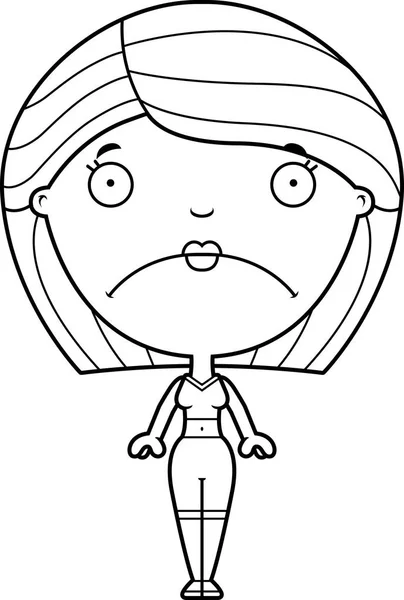 Triste Cartoon Fitness Mulher — Vetor de Stock