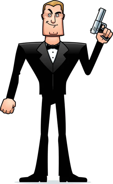 Cartoon Spy in Tuxedo Standing — Stock Vector