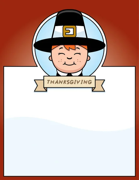 Cartoon Thanksgiving Pilgrim pojke grafik — Stock vektor