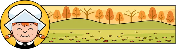 Dessin animé Thanksgiving Pilgrim Girl Graphic — Image vectorielle