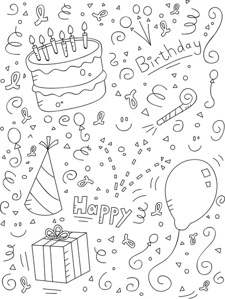 Doodle de cumpleaños de dibujos animados — Vector de stock