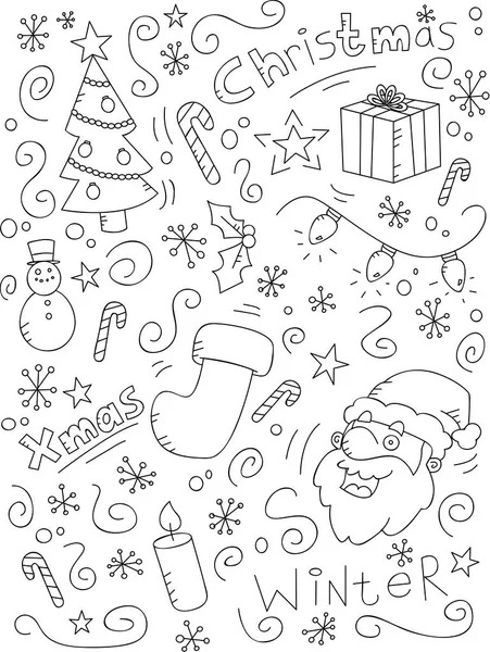 Doodle Χριστουγεννιάτικα κινούμενα σχέδια — Διανυσματικό Αρχείο
