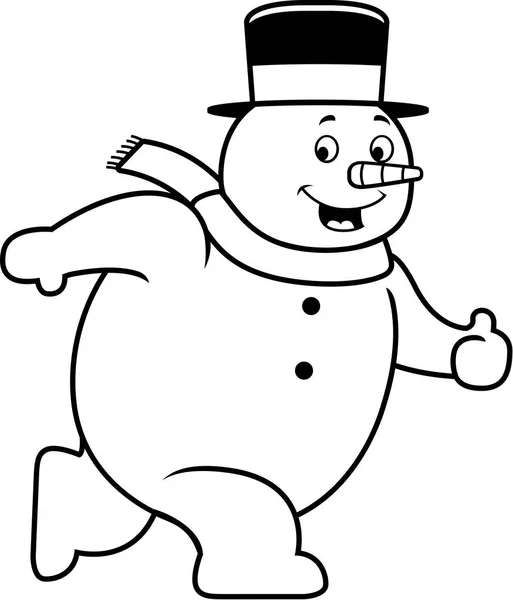 Caricature Bonhomme de neige Randonnée pédestre — Image vectorielle
