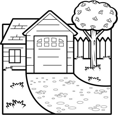 Çizgi film evin bahçesinde