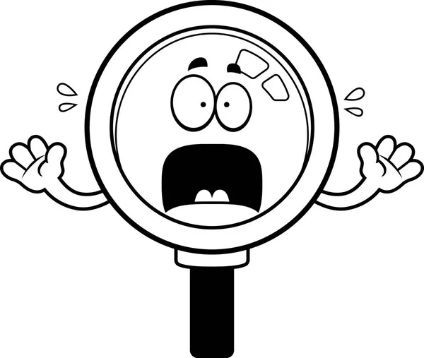 Scared Cartoon Magnifying Glass — Stock Vector