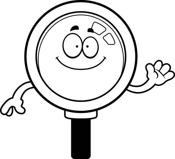 Cartoon Magnifying Glass Waving — Stock Vector