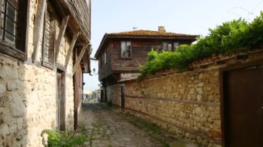 nessebar ve martılar çatı, eski şehir gün batımında