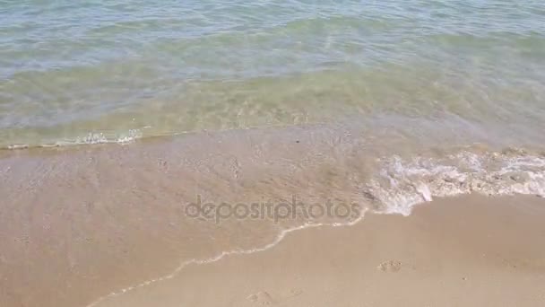 Onda marina sulla spiaggia di sabbia — Video Stock