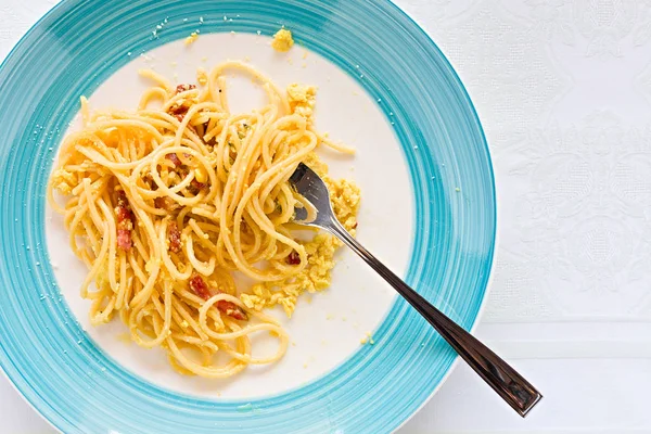 Włoskie Spaghetti carbonara — Zdjęcie stockowe