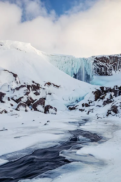 Iced Svodufoss Waterval Het Schiereiland Snaefellsnes Ijsland — Stockfoto