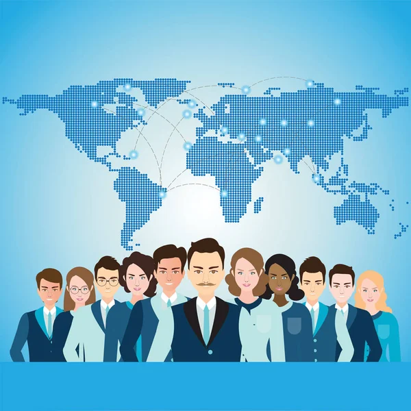 Global Business People with World Map.