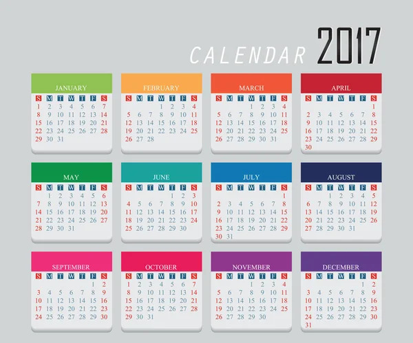 Diseño del calendario 2017  . — Vector de stock