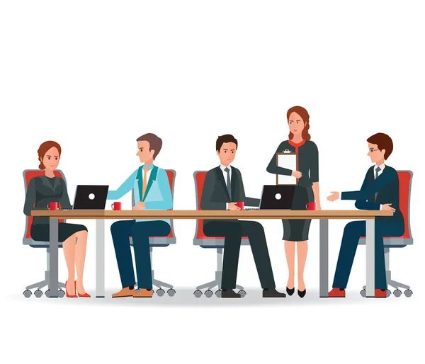 Réunion de gens d'affaires dans un grand bureau de conférence . — Image vectorielle