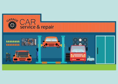 Garaj veya araba bakım ve onarım merkezi.
