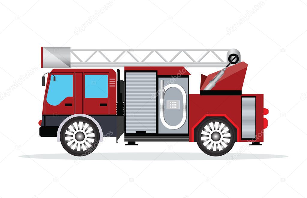 Fire truck isolated on white.