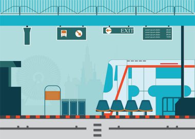 Metro ya da gökyüzü tren tren istasyonu platformu