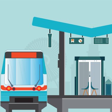 Metro ya da gökyüzü tren tren istasyonu platformu Önden Görünüm.
