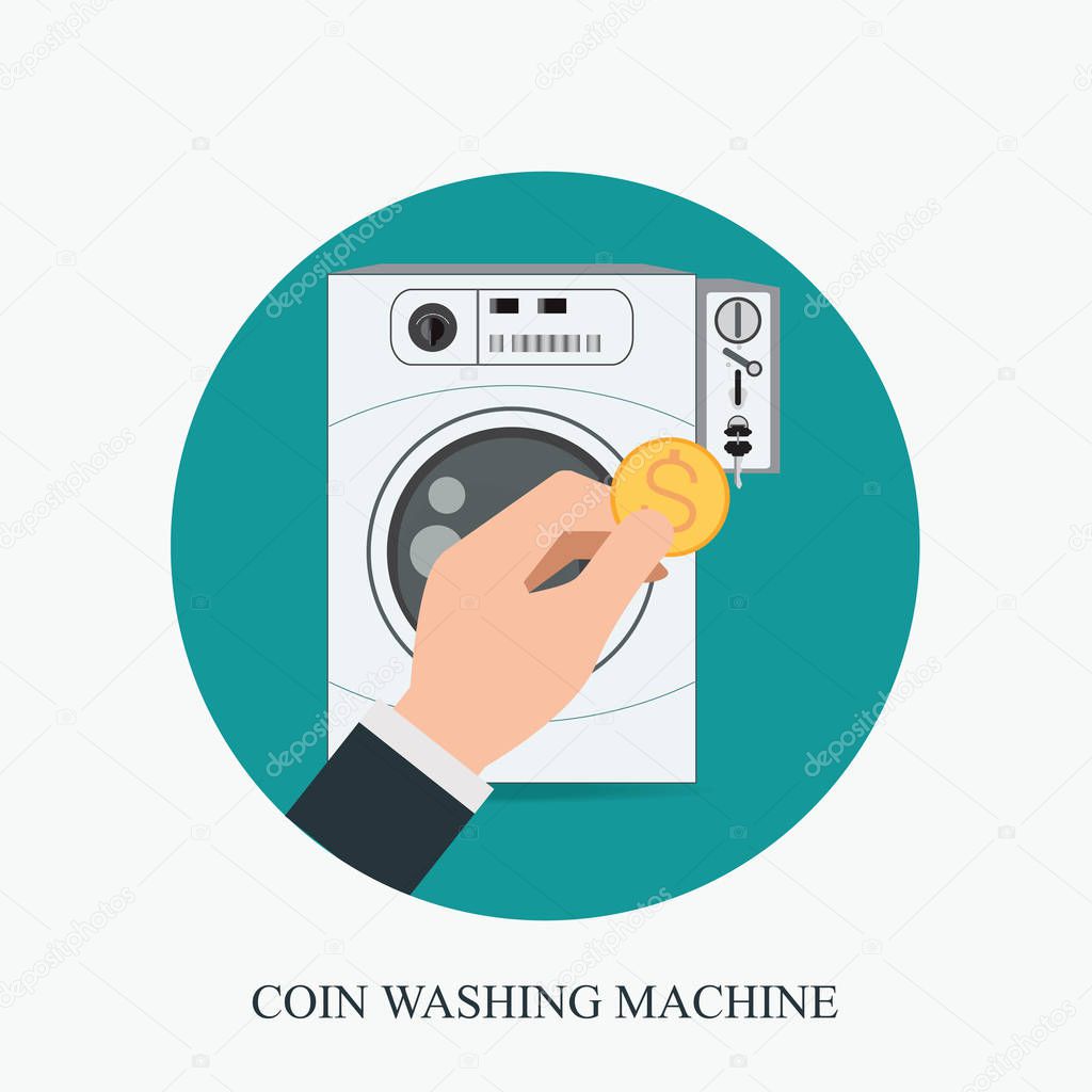 Coin washing machines with integrated payment system and hand ho