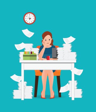 Yük durumu iş, Overworked ve yorgun iş kadını.