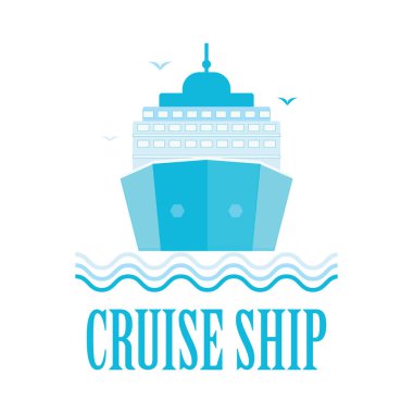 Cruise gemi logosu beyaz izole.