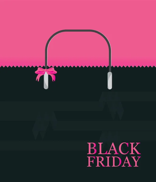Viernes negro Bolsa de compras venta sobre fondo rosa . — Archivo Imágenes Vectoriales
