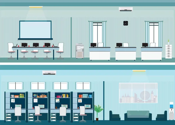 Moderne Büroeinrichtung mit Schreibtisch — Stockvektor