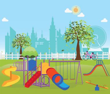 Playground in the Public park in the City. clipart