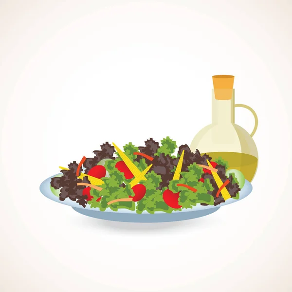 Ensalada de verduras frescas y hojas verdes. — Vector de stock