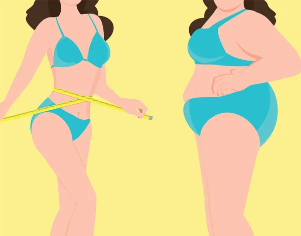 Dos mujeres con diferentes formas de cuerpo . — Archivo Imágenes Vectoriales