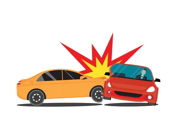 Bilolycka med två bilar. — Stock vektor