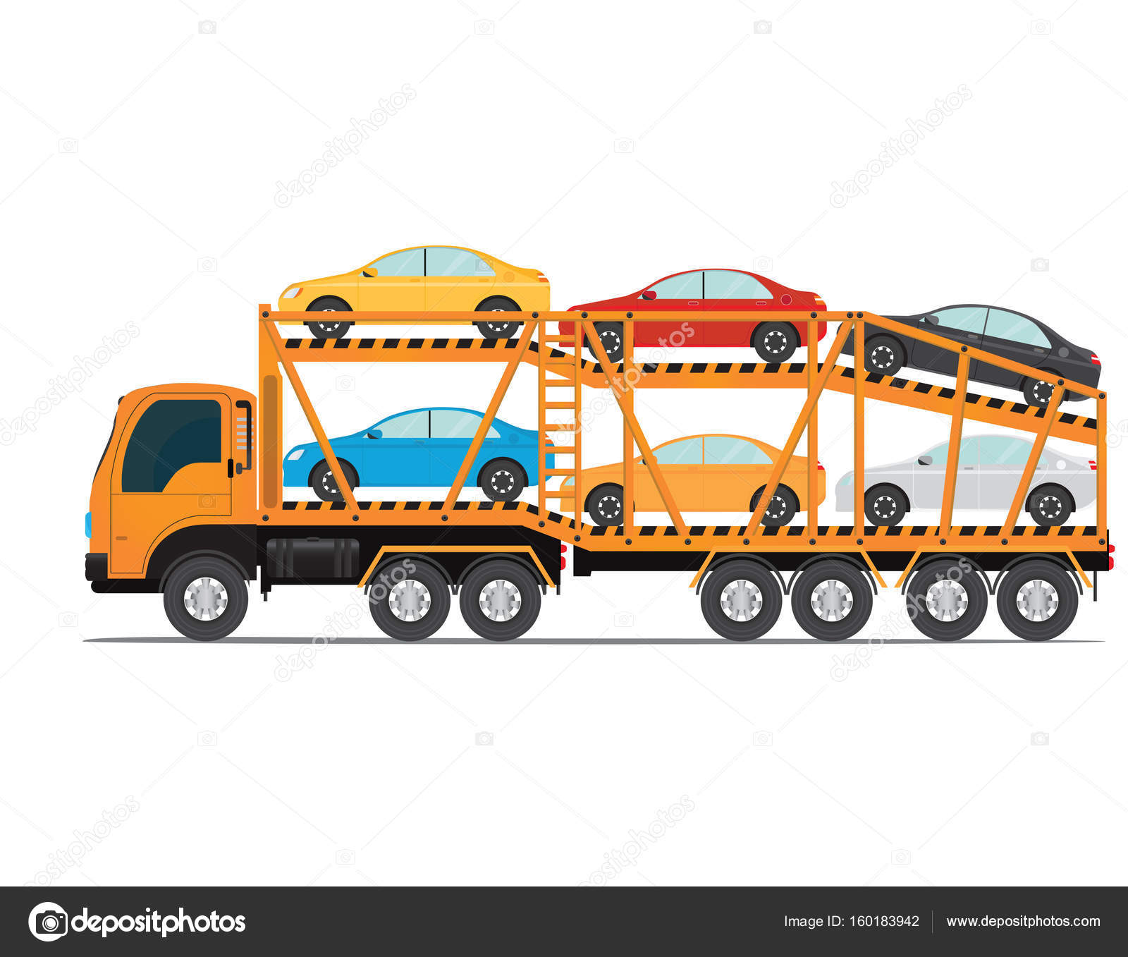 El remolque transporta coches con nuevo auto . Ilustración de stock de