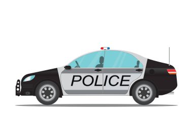 Polis araba yan izole üzerinde beyaz arka plan görüntülemek.