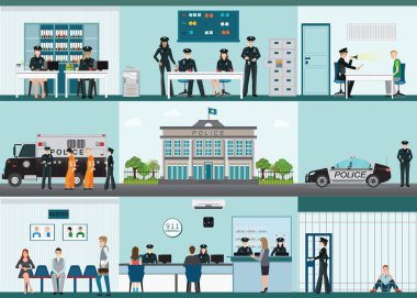 Modern polis Gar Binası ve iç ofis oda ayarla