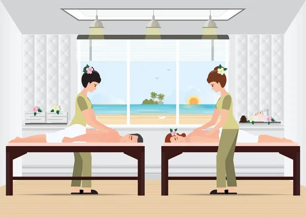 Para posiadają całe ciało masaż leczenia od masażysta w sp — Wektor stockowy
