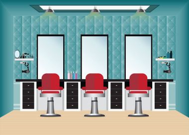 Kuaför Salonu Kuaför koltuğu ve ayna.