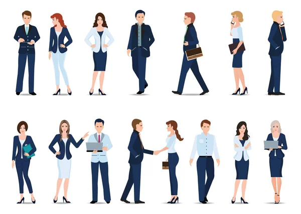Group of Business man and business woman isolated on white — Stock Vector