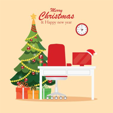 Noel ve yeni yıl modern ofis işyeri iç .