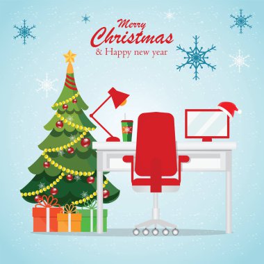 Noel ve yeni yıl modern ofis işyeri iç .