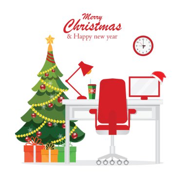 Noel ve yeni yıl modern ofis işyeri iç .