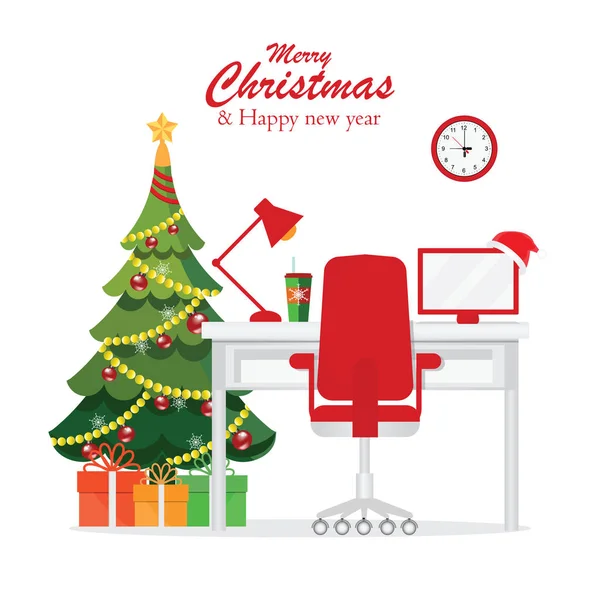 Noel ve yeni yıl modern ofis işyeri iç .