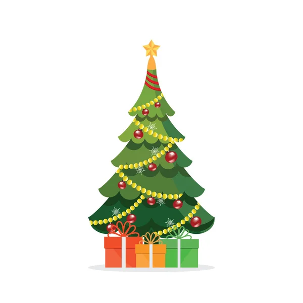 Árbol de Navidad con regalos. — Vector de stock