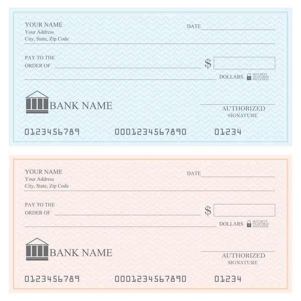 Cheques bancarios en blanco o talonario  . — Vector de stock