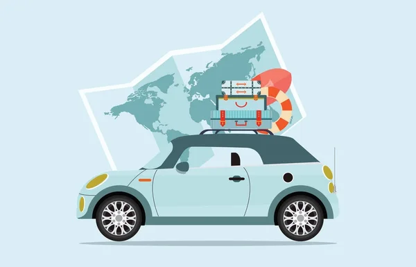 Planejamento férias de verão Viajar de carro . —  Vetores de Stock