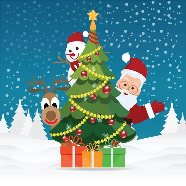Tarjeta de felicitación de Feliz Navidad con Navidad Santa Claus — Vector de stock