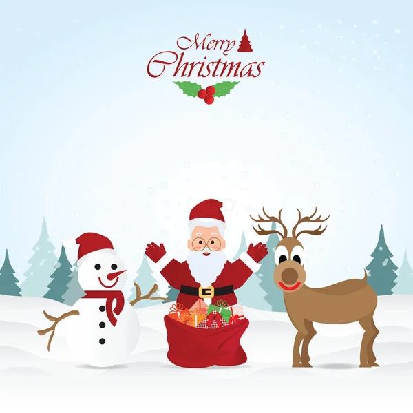 Tarjeta de felicitación de Feliz Navidad con Navidad Santa Claus . — Vector de stock